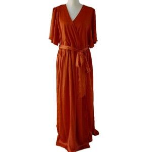 Baltic Born Maxi Evening Dress XXXL 3XL Burnt Orange NWT VNeck Flutter Sleeve